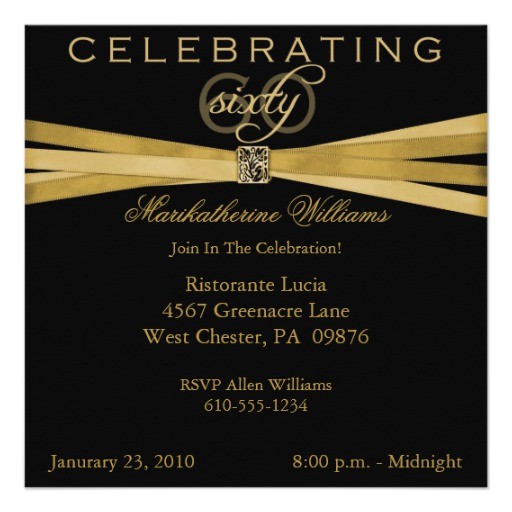 Zazzle 60th Birthday Invitations Black & Gold 60th Birthday Party Invitations 13 Cm X 13 Cm