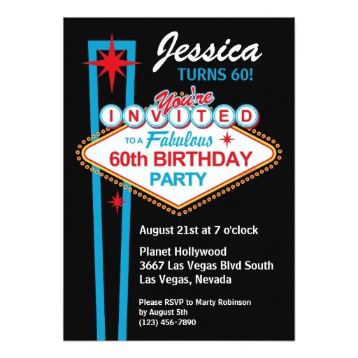 Zazzle 60th Birthday Invitations Las Vegas 60th Birthday Party Invitation