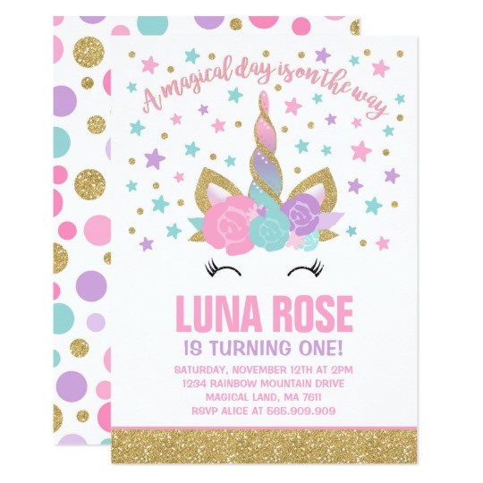 Zazzle Unicorn Birthday Invitations Magical Unicorn Birthday Invitation Unicorn Party