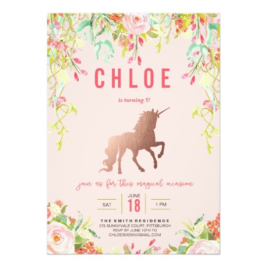 Zazzle Unicorn Birthday Invitations Magical Unicorn Birthday Party Invitation