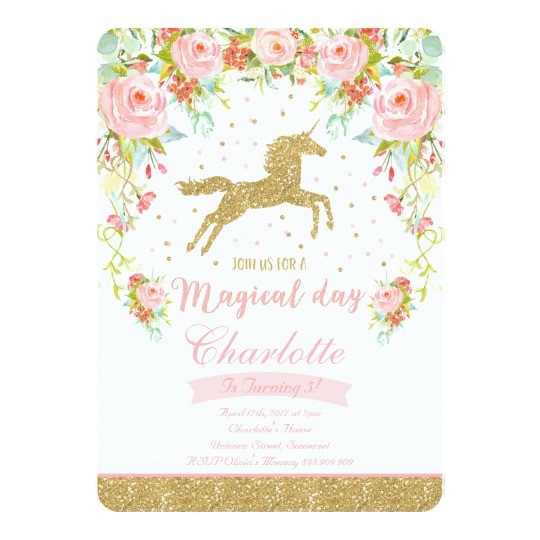 Zazzle Unicorn Birthday Invitations Unicorn Birthday Invitation Pink Gold Unicorn