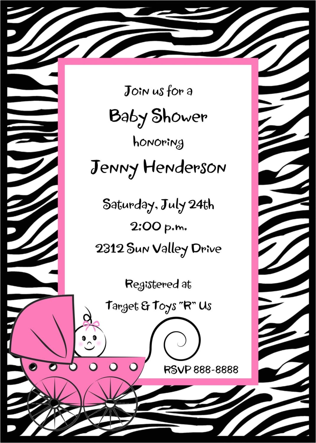 Zebra Print Baby Shower Invites Zebra Print Baby Shower Invitations by Pmcinvitations On Etsy