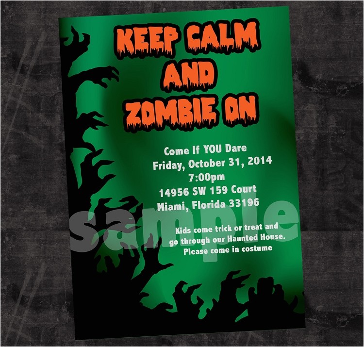 Zombie Baby Shower Invitations Zombie Halloween Invitations Printable or Printed