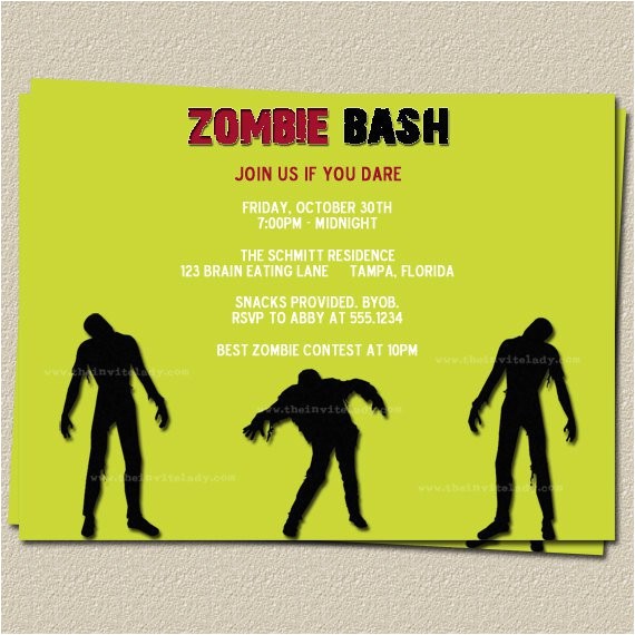 Zombie Baby Shower Invitations Zombie Party Invitation Wording