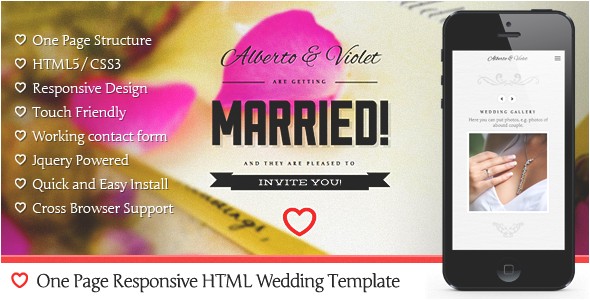 1 Page Wedding Invitation 25 Best Responsive HTML5 Wedding Templates Designssave Com