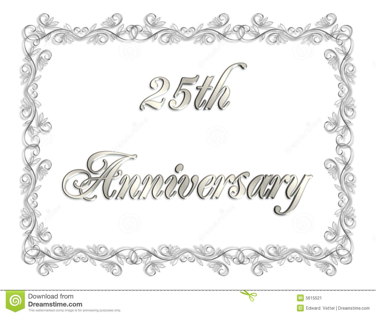 25th Wedding Anniversary Invitation Cards Free Download 25th Anniversary Invitation 3d Illustration Stock