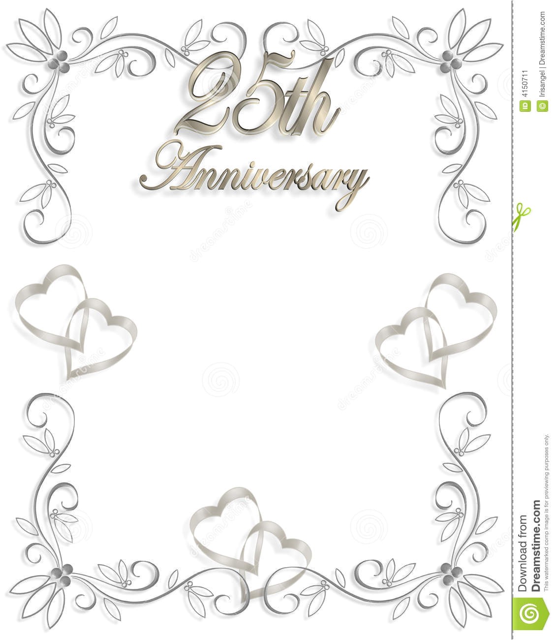 25th Wedding Anniversary Invitation Cards Free Download 25th Wedding Anniversary Invitation Stock Illustration