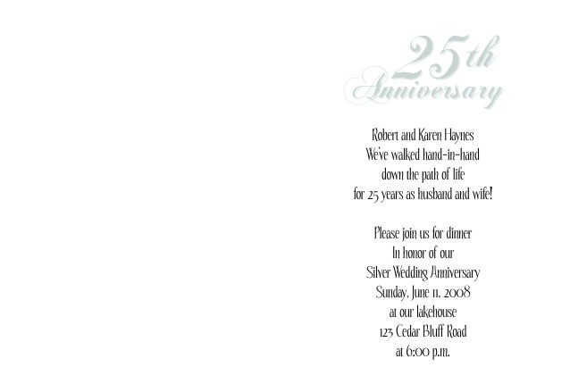 25th Wedding Anniversary Invitation Cards Free Download 25th Wedding Anniversary Invitations