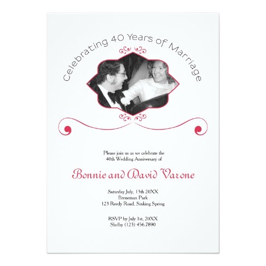 40 Wedding Anniversary Invitations 40th Wedding Anniversary Invitation Zazzle