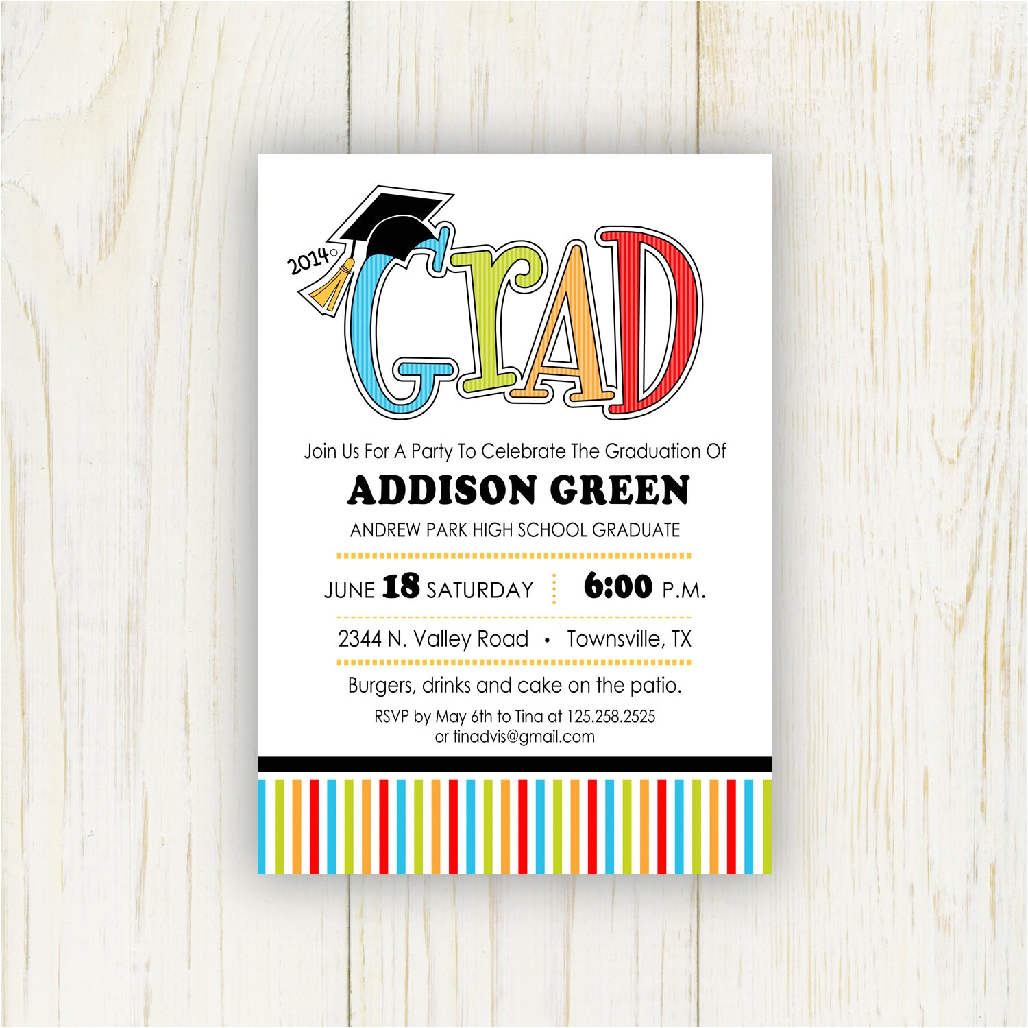 4×6 Graduation Invitations Graduation Party Invitation 5×7 or 4×6 Digital File