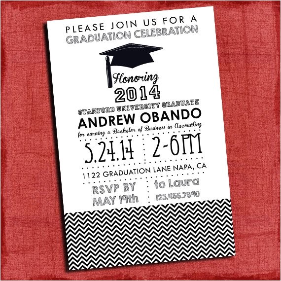 4×6 Graduation Invitations Graduation Party Invitation Chevron Style 4×6 or 5×7 You