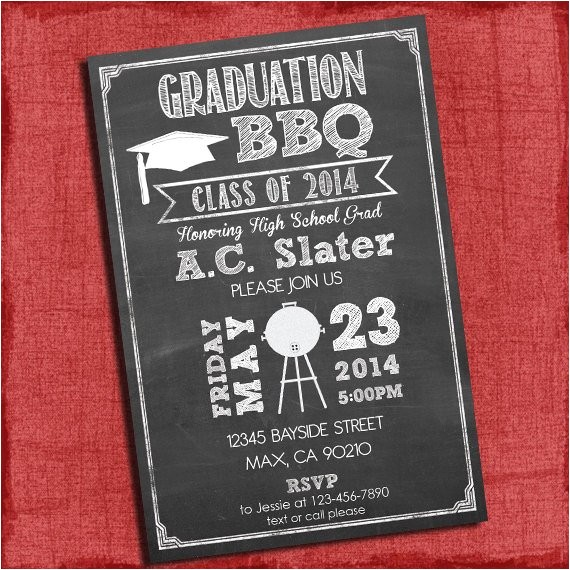 4×6 Graduation Party Invitations Bbq Graduation Party Invitation Chalkboard Style 4×6 or 5×7