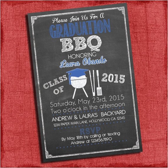 4×6 Graduation Party Invitations Graduation Bbq Party Invitation Chalkboard Style 4×6 or 5×7