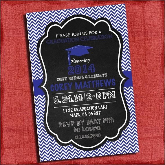 4×6 Graduation Party Invitations Graduation Party Invitation Chevron and Chalkboard Style 4×6