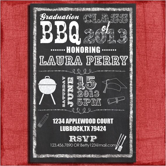4×6 Graduation Party Invitations Printable Graduation Bbq Chalkboard Style 4×6 or 5×7