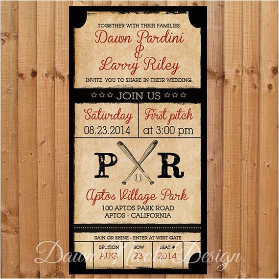 4×8 Wedding Invitations Digital 4×8 Vintage Baseball themed Invitation by