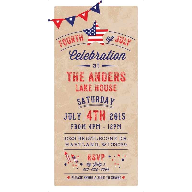 4×8 Wedding Invitations Rustic 4th Of July Patriotic American Celebration Bbq 4×8 Wedding Invitations Rustic 4th Of July Patriotic American Celebration Bbq