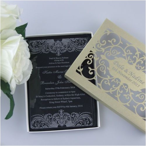 Acrylic Wedding Invitations with Box 50 Personalized Elegant Cut Acrylic Wedding Invitation