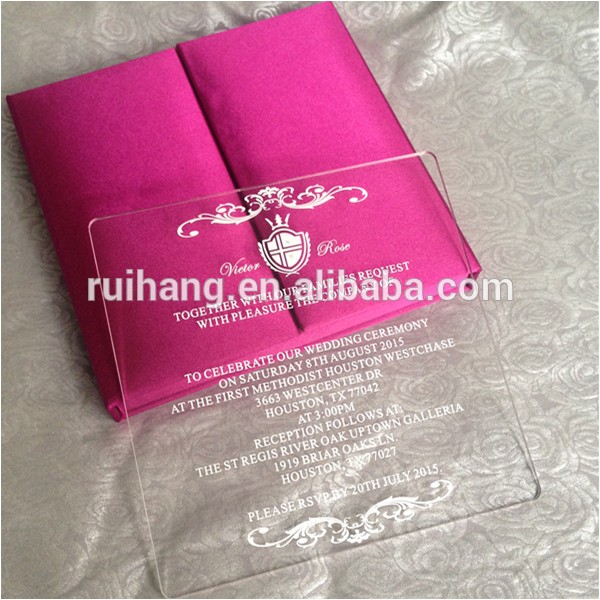 Acrylic Wedding Invitations with Box Custom Clear Acrylic with Silk Wedding Invitation Box