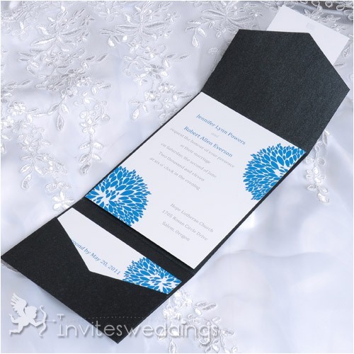 Affordable Pocket Wedding Invitations Affordable Blue Dandelion Pocket Wedding Invitations