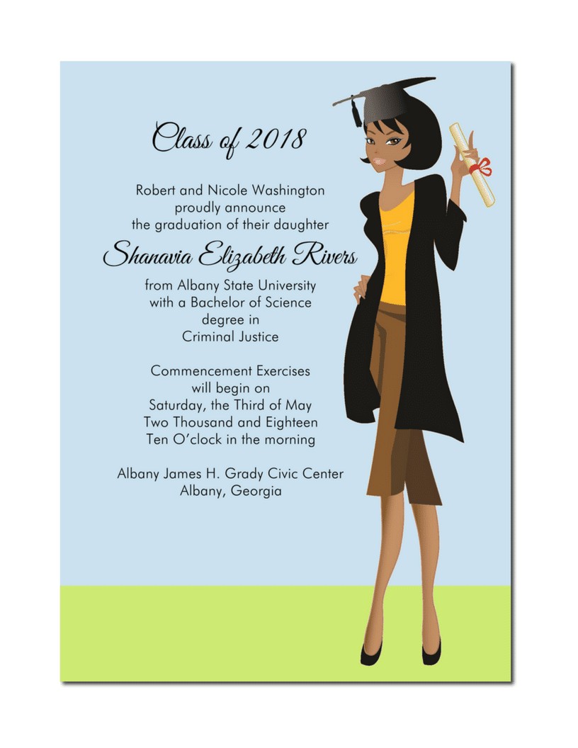 African American Graduation Invitations African American Female Graduation Announcement Sweet