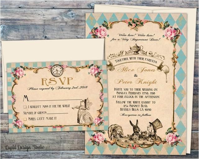 Alice In Wonderland Wedding Invitation Template Fairytale Wedding Invitations Wedding Invitations Alice