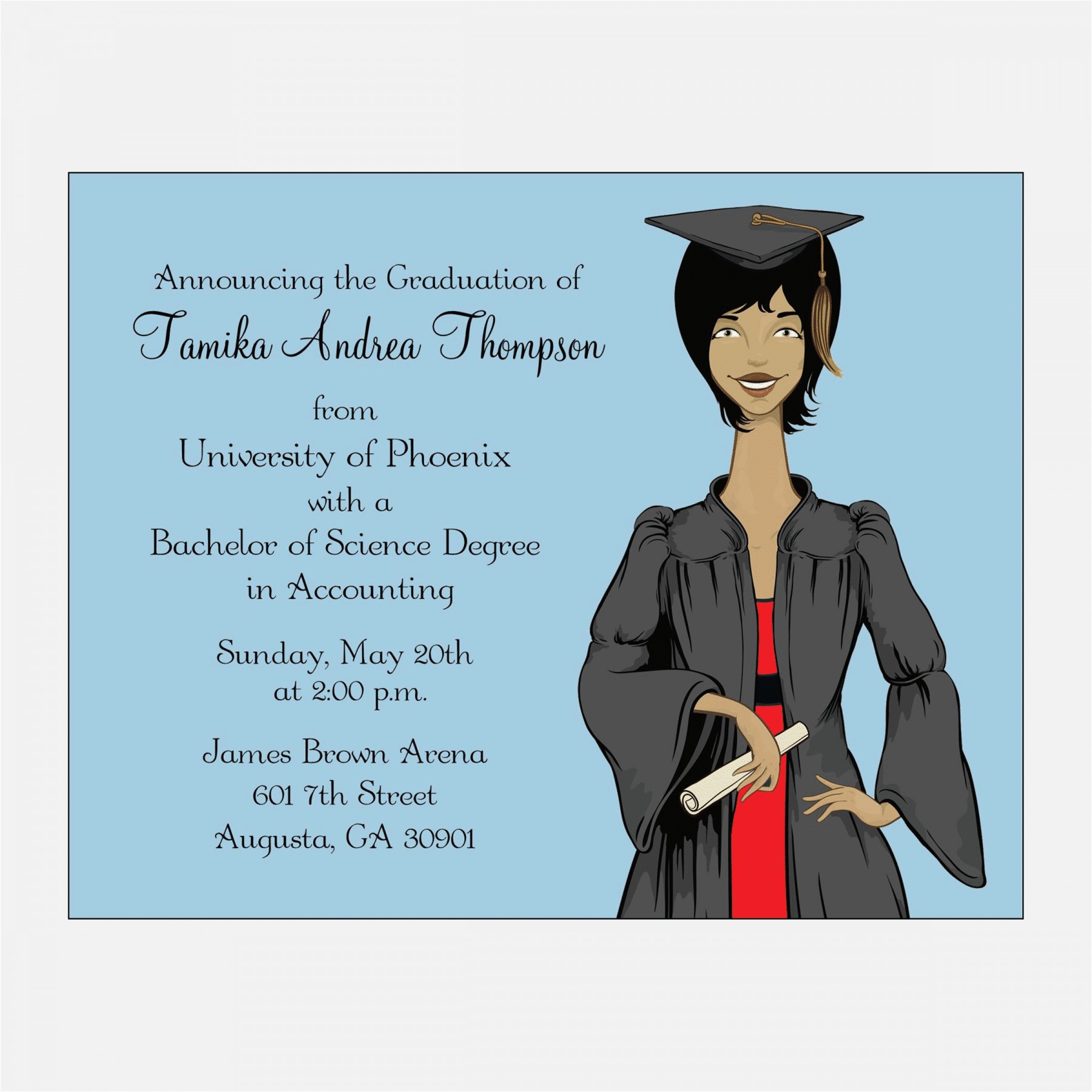 American Greetings Graduation Invitations African American Graduation Female Red Sweet Berry Lane