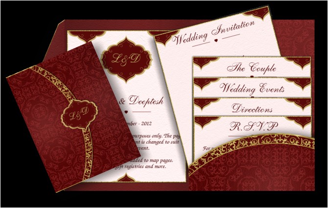 Arabic Style Wedding Invitations Arabic Pattern Email Wedding Invitation In Red Gold