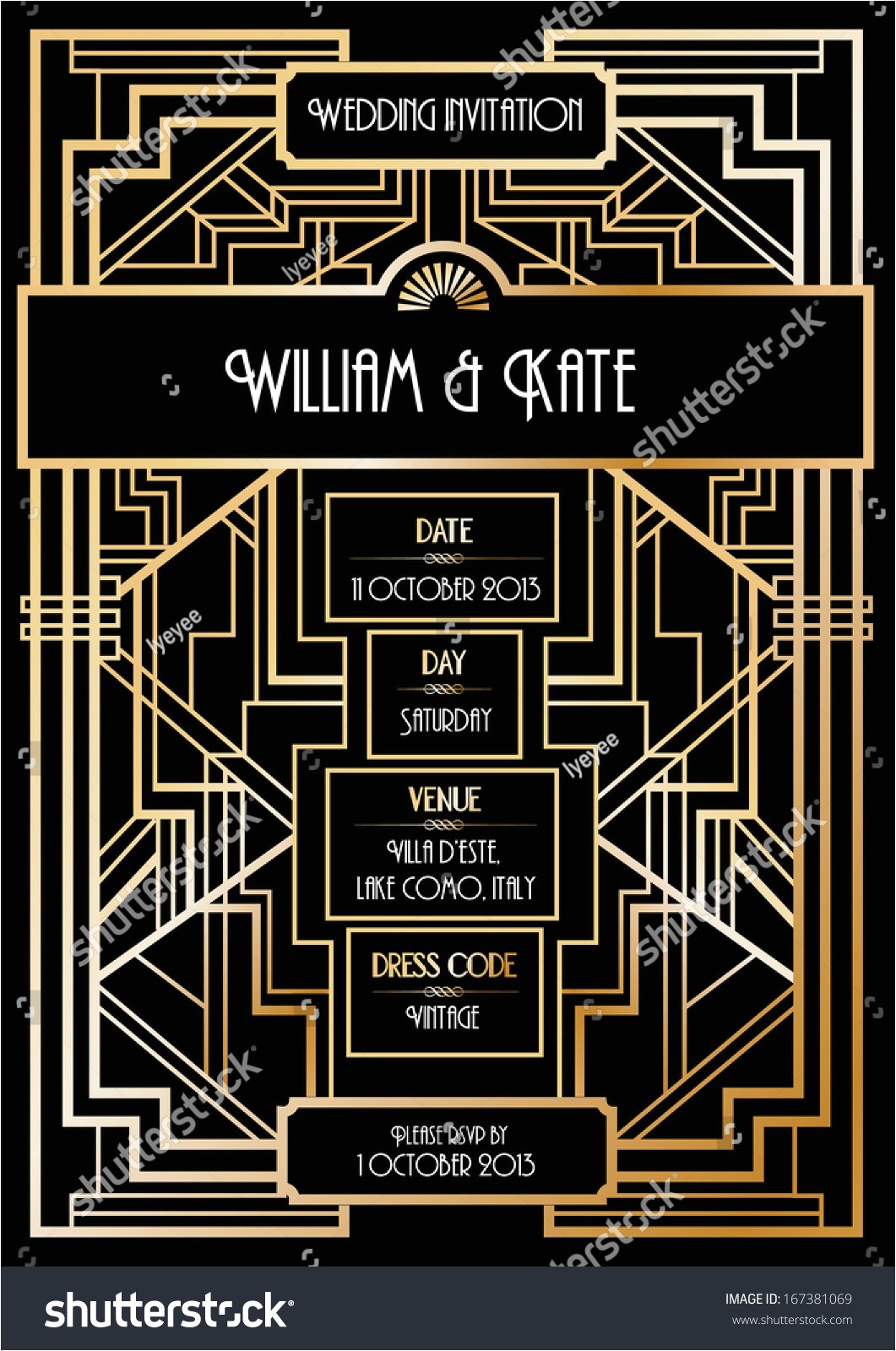 Art Deco Wedding Invitations Free Download Art Deco Wedding Invitation Card Template Stock Vector