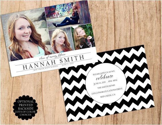 Back Of Graduation Invitation Black and White Modern Graduation Announcement W Chevron