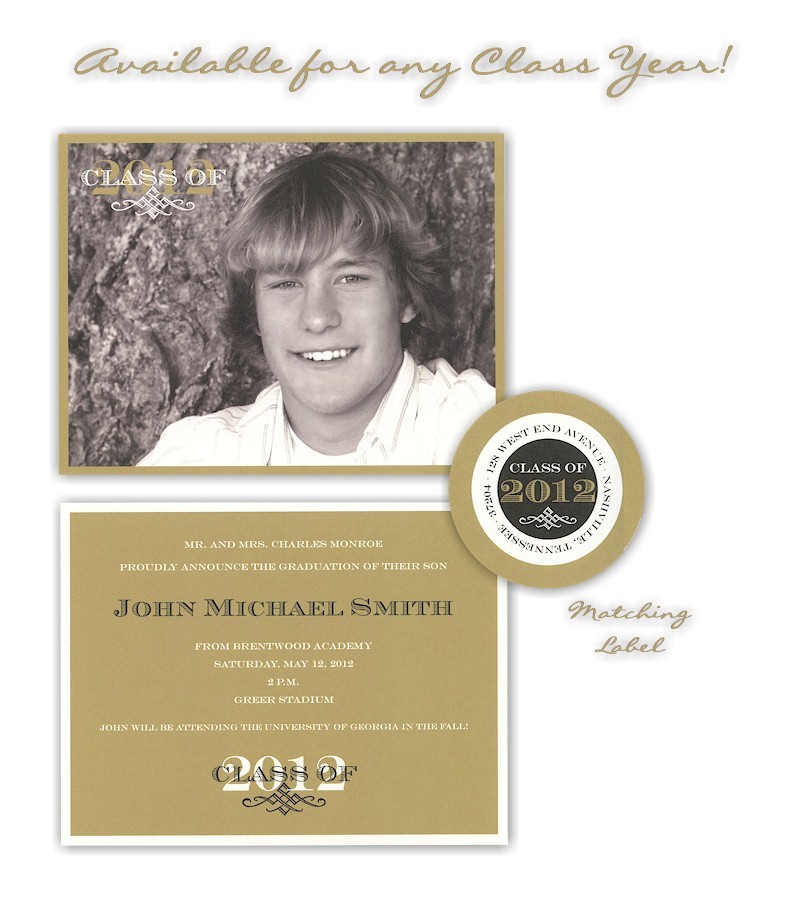 Back Of Graduation Invitation Gold Front and Back Photo Graduation Announcement