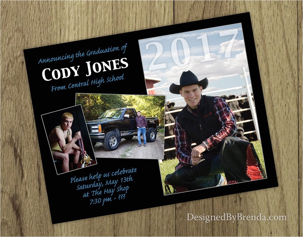 Back Of Graduation Invitation Graduation Party Invitation Postcard with Photos On Front