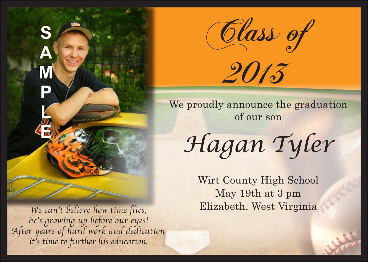 Baseball Graduation Invitations Graduation Baseball theme Announcement or Baseball Graduation Invitations Graduation Baseball theme Announcement or