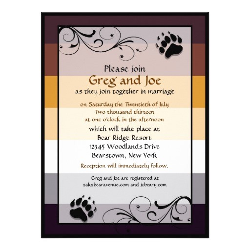 Bear Wedding Invitations Bear Pride Custom Gay Wedding Invitations 6 5 Quot X 8 75