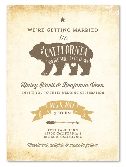 Bear Wedding Invitations Californian Bear Wedding Invitations On 100 Recycled
