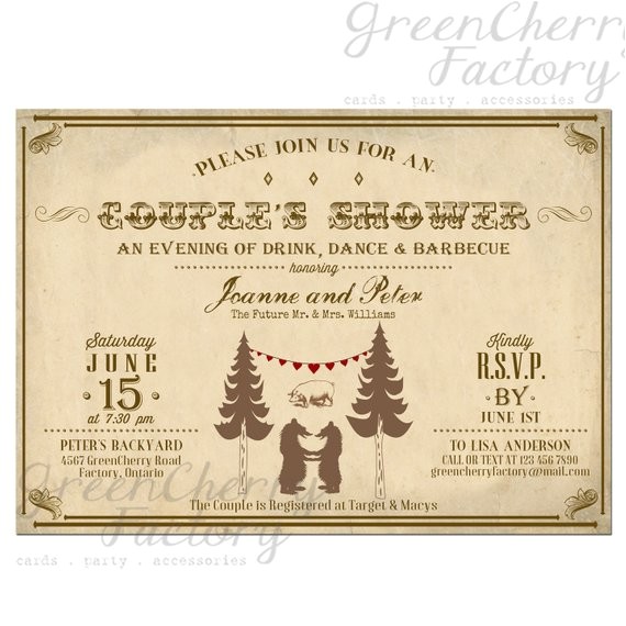 Bear Wedding Invitations Items Similar to Couple Shower Bbq Invitation Bear