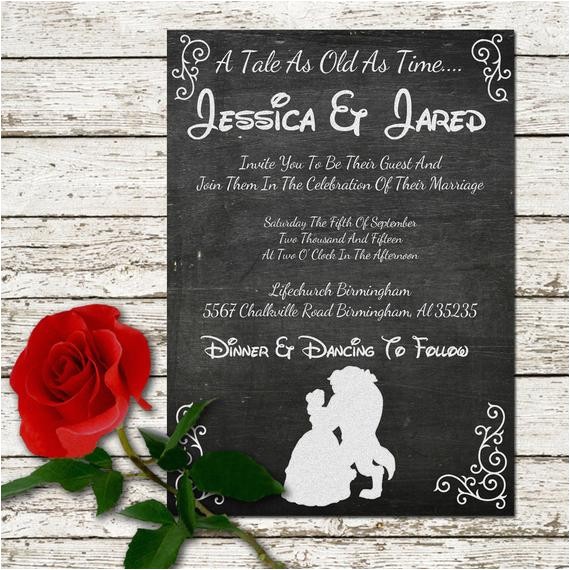 Beauty and the Beast Wedding Invitations Beauty and the Beast Wedding Invitation by Sweetteaandacactus