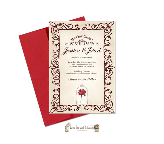 Beauty and the Beast Wedding Invitations Beauty and the Beast Wedding Invitation Printable Be Our Guest