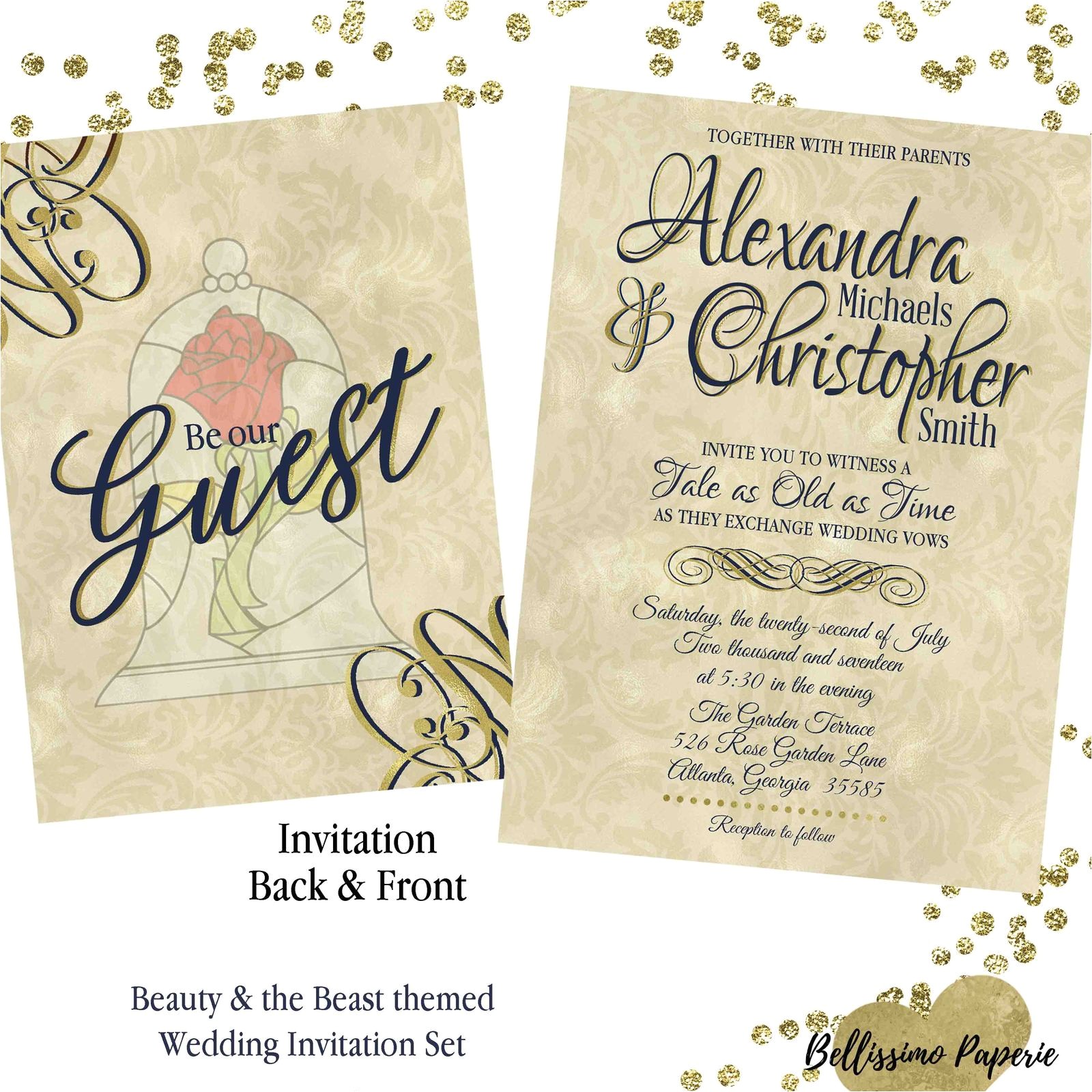 Beauty and the Beast Wedding Invitations Beauty and the Beast Wedding Invitation Set Rsvp Envelope
