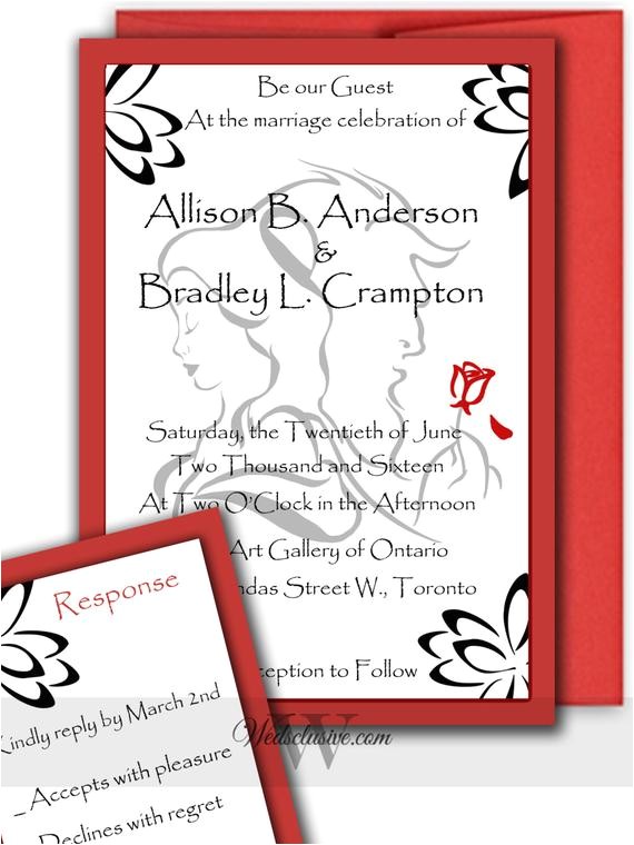 Beauty and the Beast Wedding Invitations Beauty and the Beast Wedding Invitations Romantic Disney