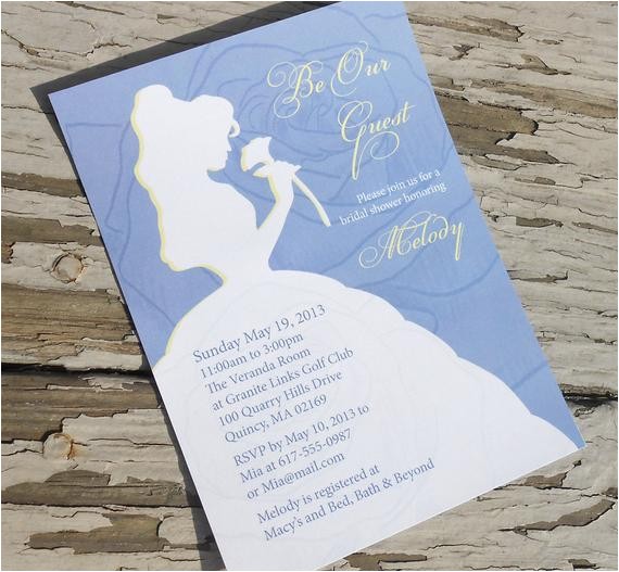 Beauty and the Beast Wedding Invitations Disney Beauty and the Beast Belle Bridal Shower Invitation