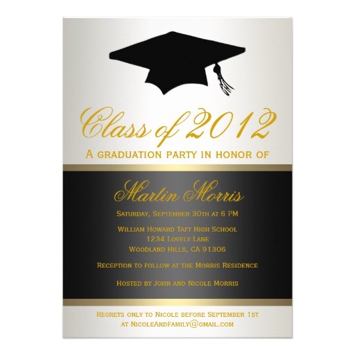 Black and Gold Graduation Party Invitations Black and Gold Graduation Invitation Zazzle