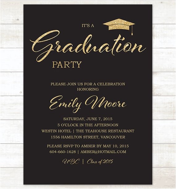 Black and Gold Graduation Party Invitations Black and Gold Graduation Party Invitation Black and Gold
