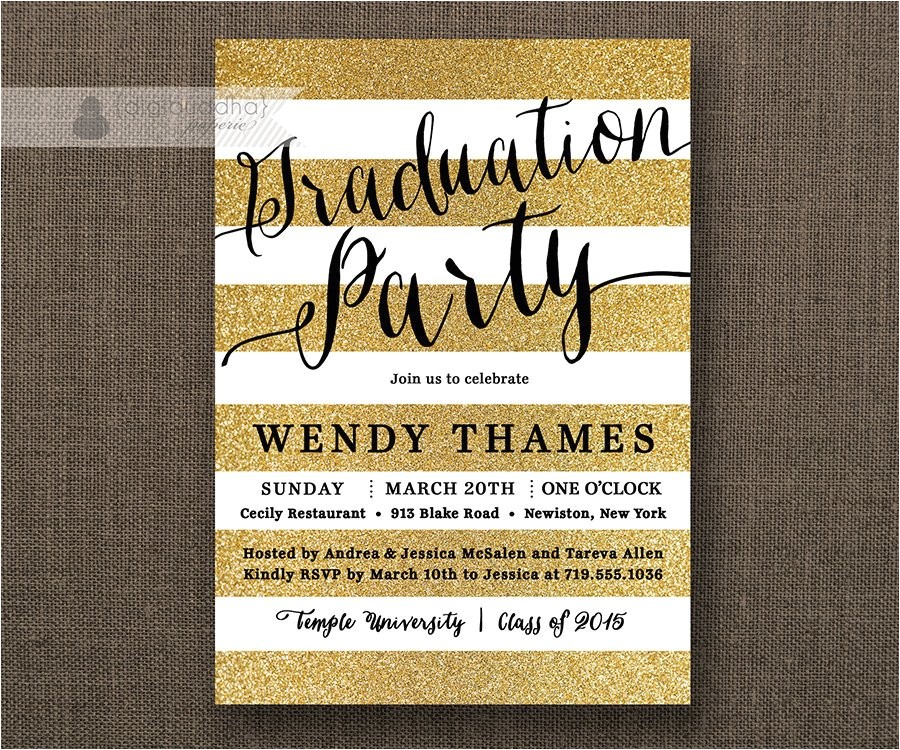Black and Gold Graduation Party Invitations Gold Black Graduation Party Invitation Gold Glitter