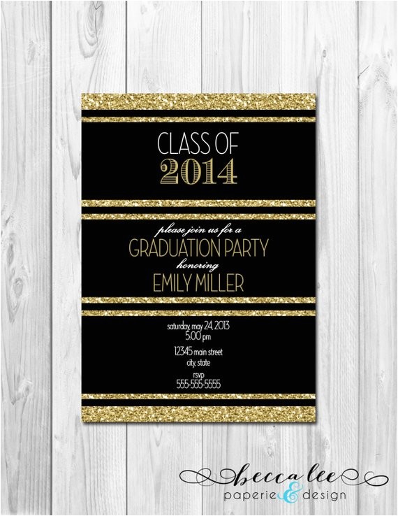 Black and Gold Graduation Party Invitations Graduation Party Invitation Black White and Gold