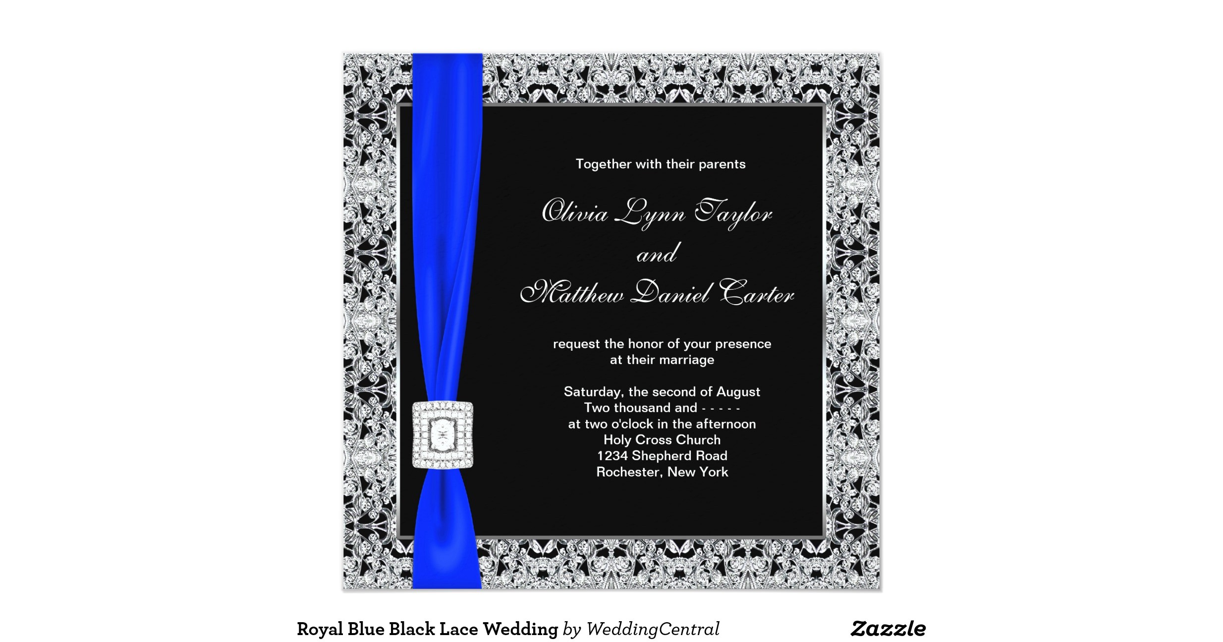 Black and Royal Blue Wedding Invitations Royal Blue Black Lace Wedding Invitation