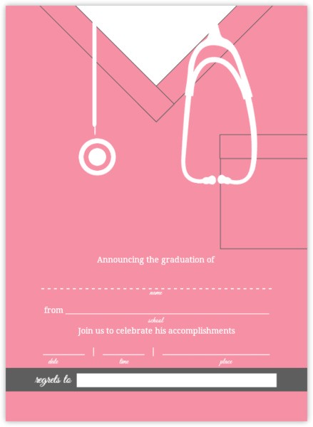 Blank Graduation Invitation Cards Pink Scrubs Graduation Fill In the Blank Invitation
