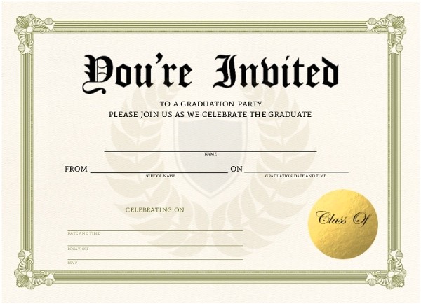 Blank Graduation Invitation Cards Unique Graduation Diploma Fill In the Blank Invitation