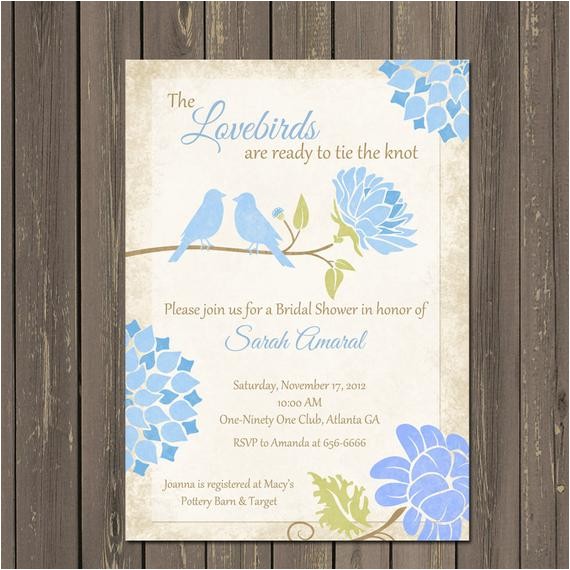Bluebird Wedding Invitations Love Birds Bridal Shower Invitation Blue Bird Bridal