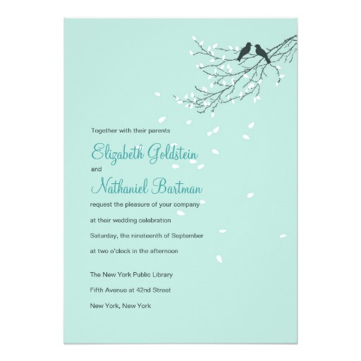 Bluebird Wedding Invitations Love Birds Wedding Invitation In Blue Zazzle